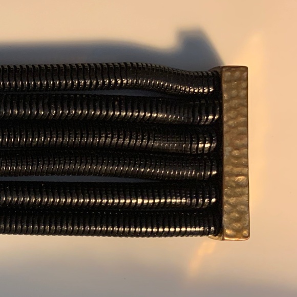 Black Coil Choker & Bracelet Set – Hammered Gold Tone - Picture 12 of 12